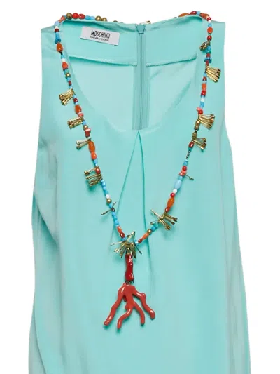 Pre-owned Moschino 2024 Embellished Dress In Blue