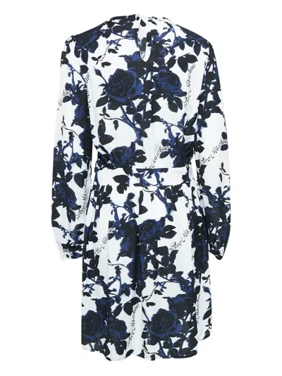 Pre-owned Moschino Floral-print Dress In White