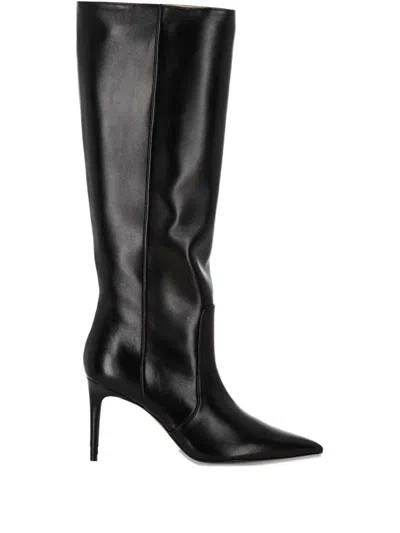 Stuart Weitzman Leather Pointed-toe Knee-high Boots In Black