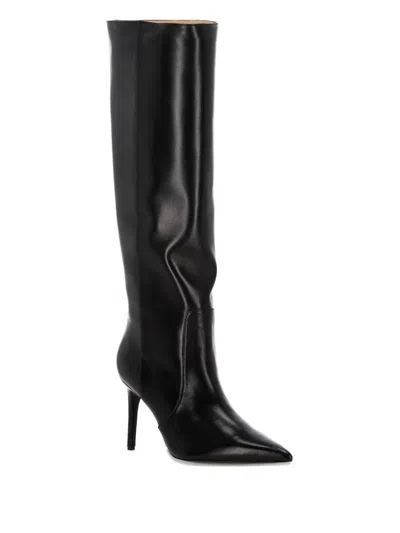 Stuart Weitzman Leather Pointed-toe Knee-high Boots In Black