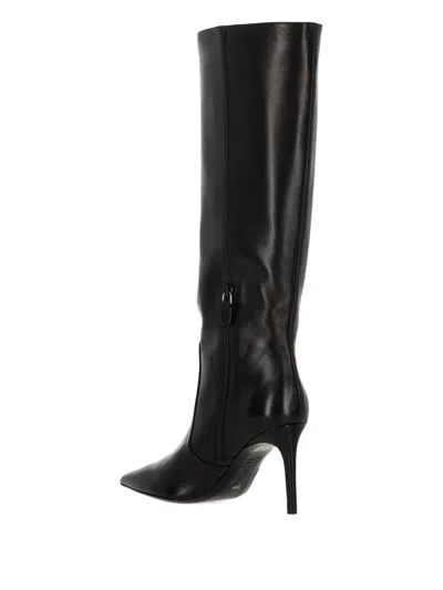 Stuart Weitzman Leather Pointed-toe Knee-high Boots In Black