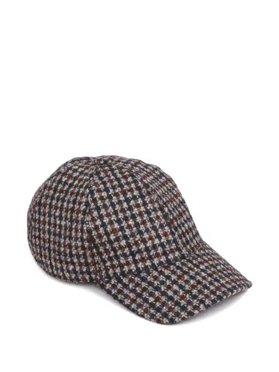 Fedeli Houndstooth Wool Hat In Multi