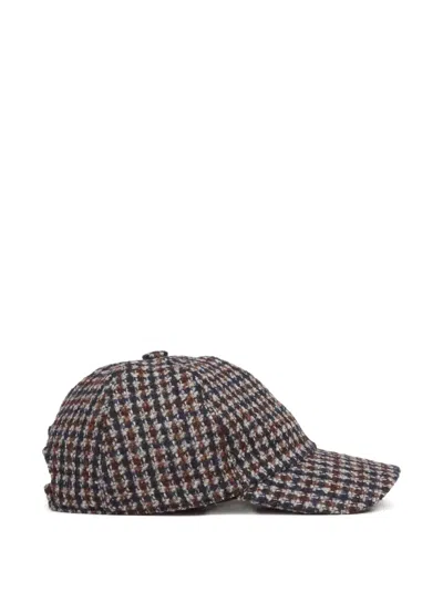 Fedeli Houndstooth Wool Hat In Multi