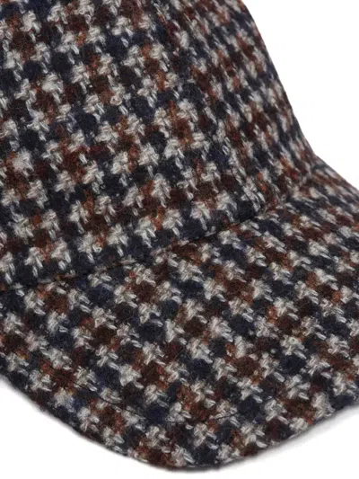 Fedeli Houndstooth Wool Hat In Multi