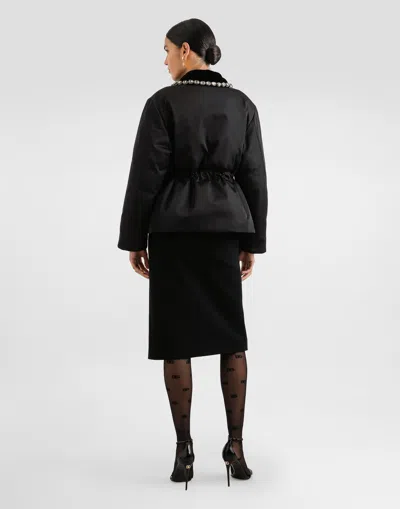 Dolce & Gabbana Giubbino In Nylon Con Logo In Rilievo In Black