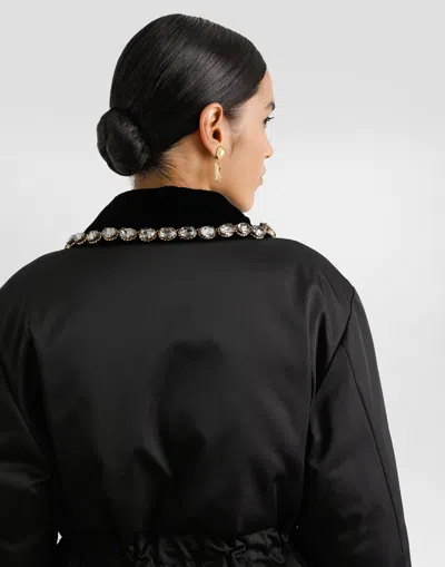 Dolce & Gabbana Giubbino In Nylon Con Logo In Rilievo In Black