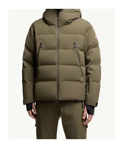 Moncler Nylon Down Jacket Featuring Adjustable Elements In Green