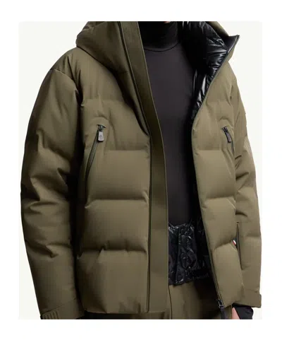 Moncler Nylon Down Jacket Featuring Adjustable Elements In Green