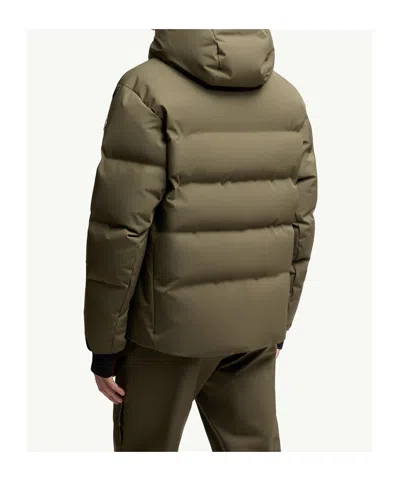 Moncler Nylon Down Jacket Featuring Adjustable Elements In Green