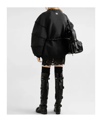 Dolce & Gabbana Ruffled-sleeve Drawstring Sweatshirt In Black