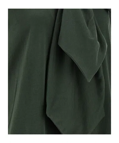 Dries Van Noten Bow Detail Crew Neck Short Sleeve Top In Green