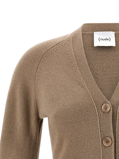 Nude Curved Sleeves Cardigan In Brown