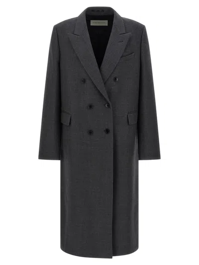 Dries Van Noten Double-breasted Wool Coat With Structured Silhouette In Gray
