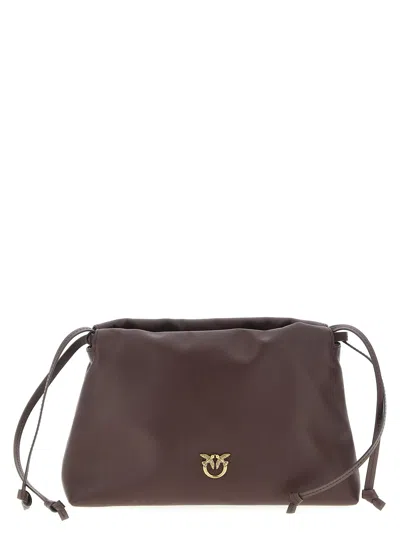 Pinko Mini Leather Clutch In Brown