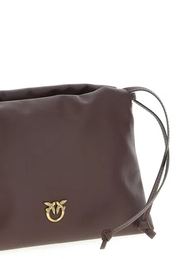 Pinko Mini Leather Clutch In Brown