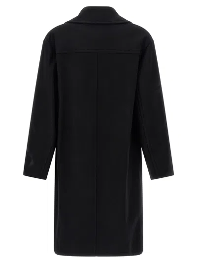 Dries Van Noten Oversized Double-breasted Coat With Peonia Print In Black