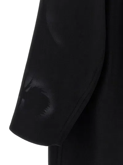 Dries Van Noten Oversized Double-breasted Coat With Peonia Print In Black