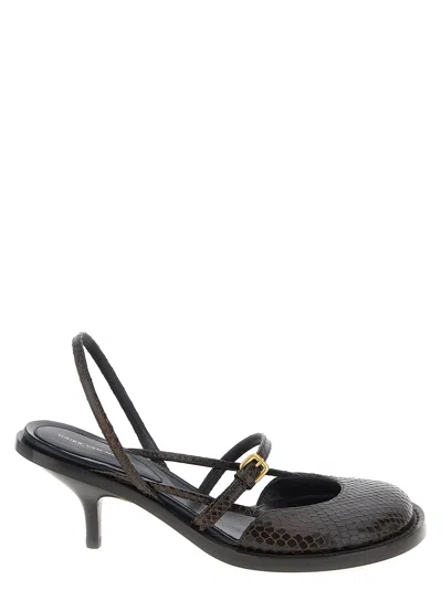 Dries Van Noten Slingback Sandals With Buckle And Kitten Heel In Brown