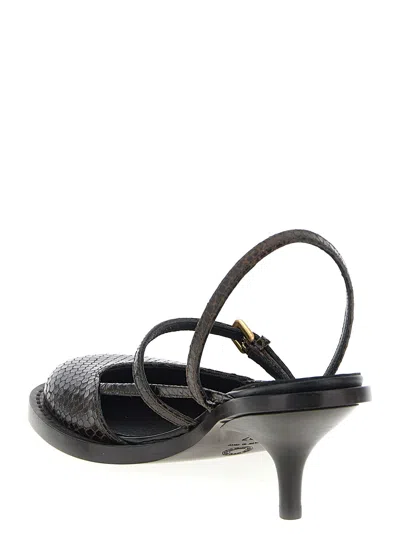 Dries Van Noten Slingback Sandals With Buckle And Kitten Heel In Brown