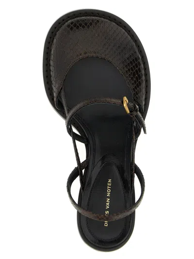 Dries Van Noten Slingback Sandals With Buckle And Kitten Heel In Brown