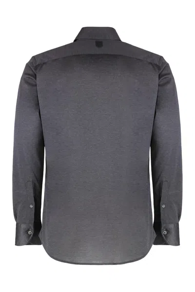 Canali Long-sleeve Cotton Shirt In Gray