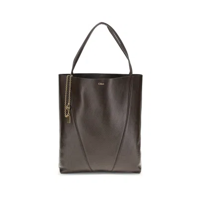 Chloé Spin Large Tote Bag In Brown