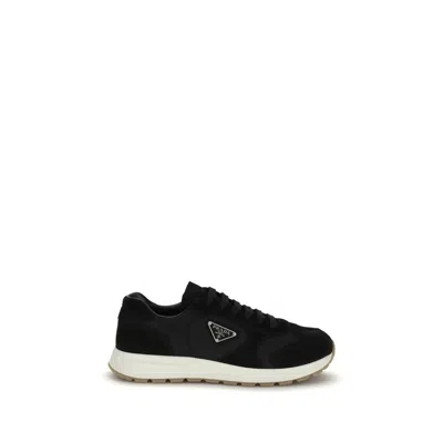 Prada Prax Suede And Re-nylon Sneakers In Black