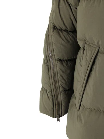 Herno Green Down Jacket With Quilted Design And Removable Hood In Tech Fabric Woman In Green