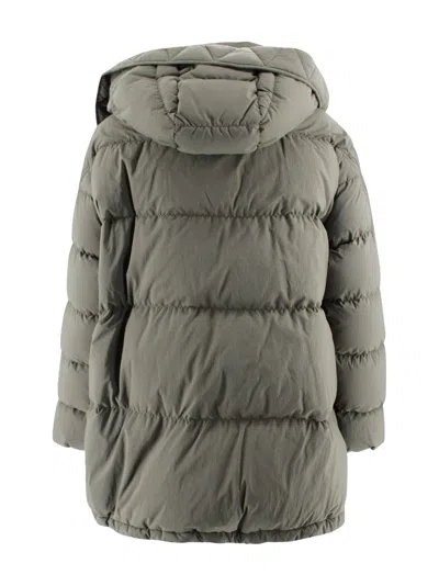 Herno Green Down Jacket With Quilted Design And Removable Hood In Tech Fabric Woman In Green