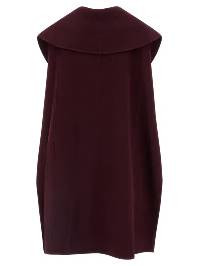 Elisabetta Franchi Double Wool Cape Capes Bordeaux In Burgundy