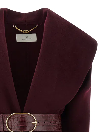 Elisabetta Franchi Double Wool Cape Capes Bordeaux In Burgundy