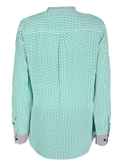 Pre-owned Equipment 2024 Abstract-print Silk Blouse In Green