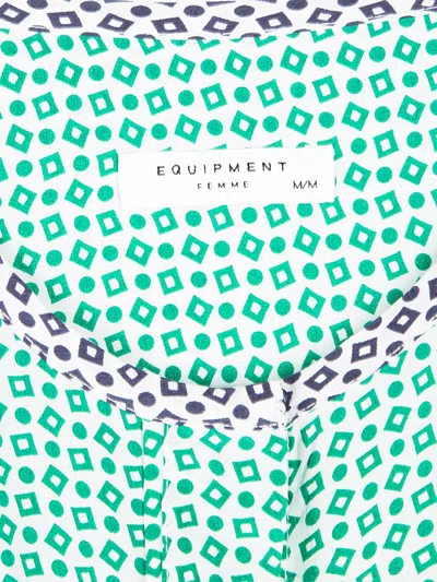 Pre-owned Equipment 2024 Abstract-print Silk Blouse In Green