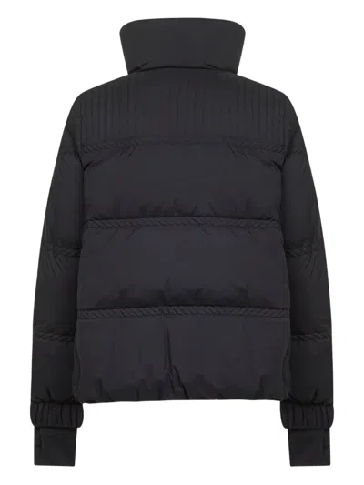 Moncler High Collar Quilted Nylon Outerwear In Black