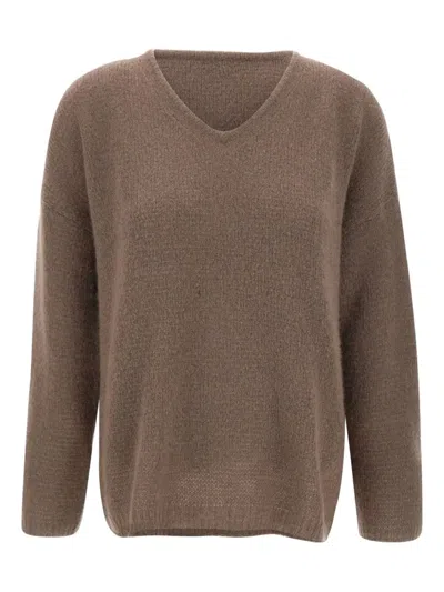 Hemisphere V-neck Jumper In Brown
