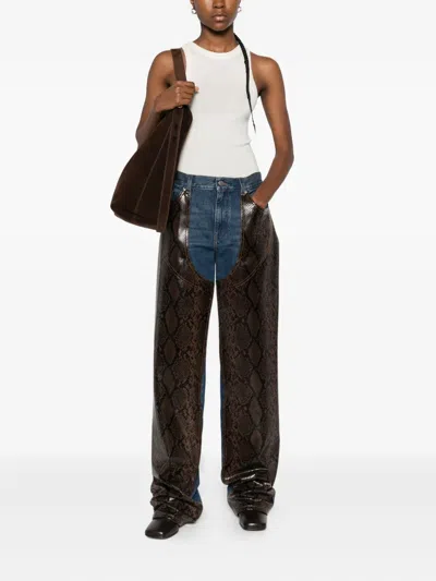 Stella Mccartney Snake Panel Chaps Denim Jeans In Multi