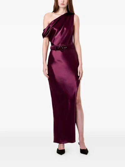 Nicholas Eartha Draped One-shoulder Maxi Dress In Purple