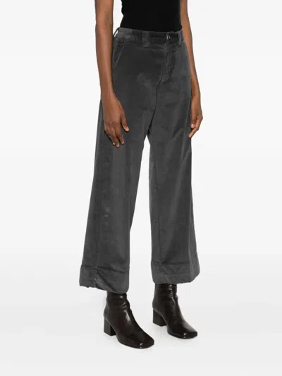White Sand Wide-leg Trousers In Gray