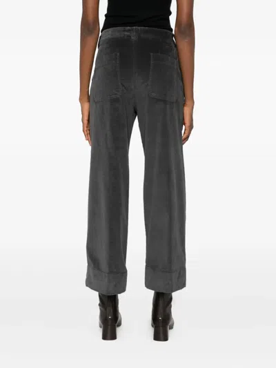 White Sand Wide-leg Trousers In Gray