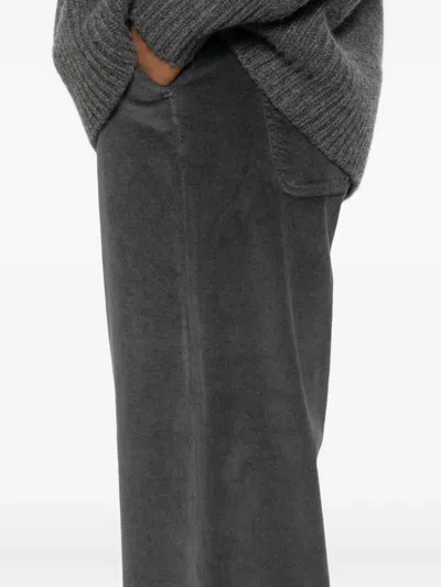 White Sand Wide-leg Trousers In Gray