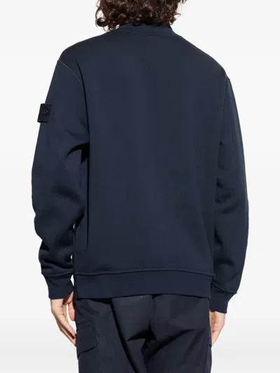 Stone Island Logo Embroidered High Neck Sweatshirt In Black
