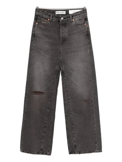 Our Legacy Distressed Wide-leg Jeans With Faded Black Wash In Gray