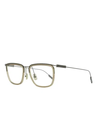 Zegna Rectangular Glasses In Gold