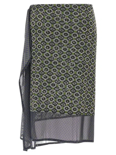 Dries Van Noten Asymmetric Skirt Featuring Geometric Design In Multi