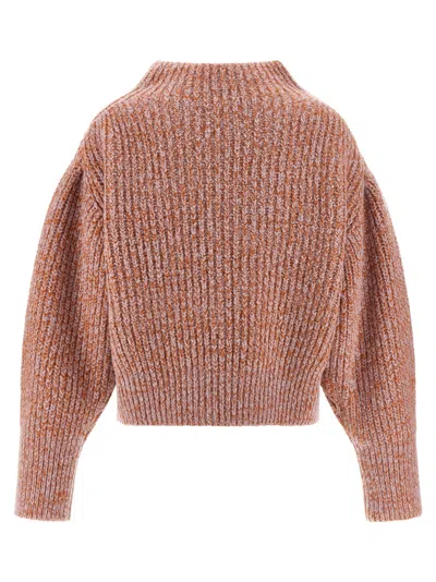 Dries Van Noten Chunky Knit High Neck Sweater With Brooch In Multi