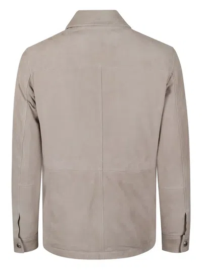 Eleventy Structured Military-inspired Jacket With Suede-like Texture In Gray