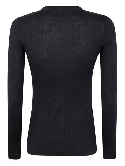 Elisabetta Franchi Ribbed Gold-button Cardigan In Black