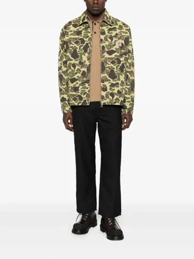 Carhartt Camouflage Patterned Button-down Collar Shirt In Gray