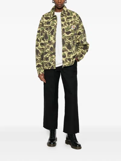 Carhartt Camouflage Patterned Button-down Collar Shirt In Gray