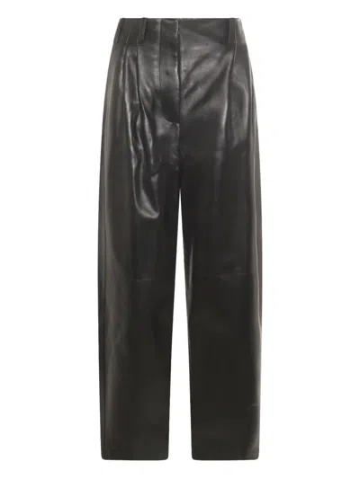 Givenchy Double Pleat Pants In Leather In Black